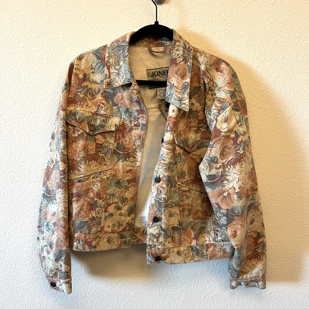 Jones & CO Floral denim jacket.
